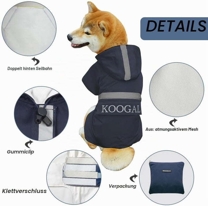 Grosse Hunde Regenjacken Mit Kapuze,Hunde Regenmantel,Mit Reflektierenden Sicherheitsstreifen, Wasse
