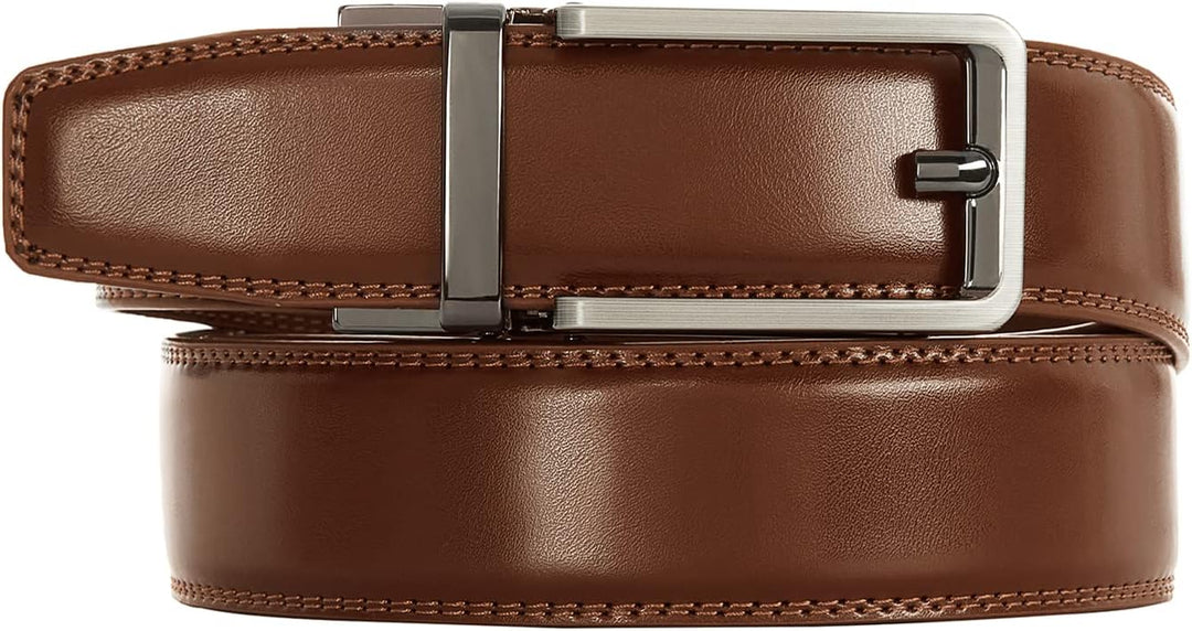 28"-68 "Herren Ledergürtel mit Ratsche, gross und schlank mit automatischer Schnalle 130cm/36"-44" T