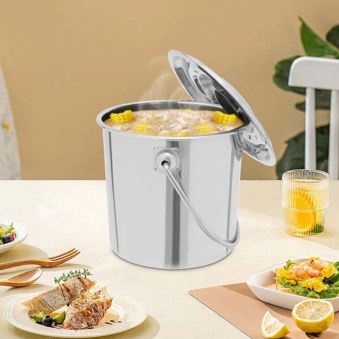 6L Edelstahl-Kücheneimer mit Deckel, Milchkanne mit Grossem Fassungsvermögen Versiegeltem – Verstärk