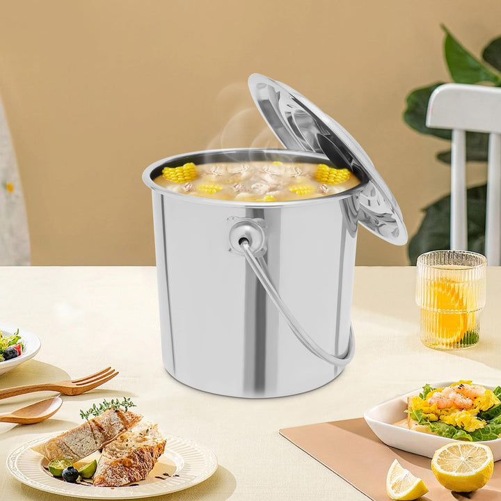 6L Edelstahl-Kücheneimer mit Deckel, Milchkanne mit Grossem Fassungsvermögen Versiegeltem – Verstärk