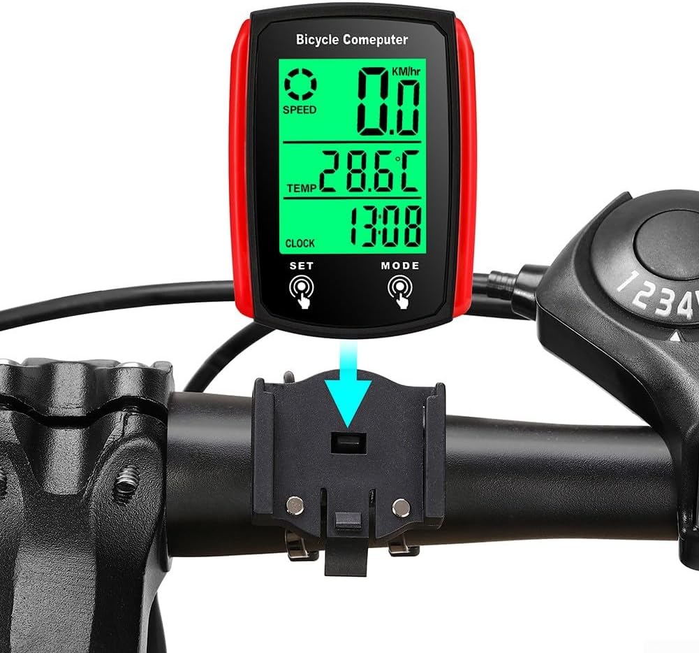 Fahrradcomputer Fahrrad Wasserdicht Kabelgebundener Tachometer Fahrrad Kilometerzähler mit LCD Displ