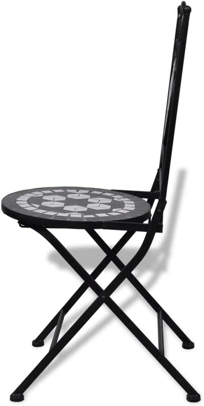 homiuse 37x44x89 cm Bistrostühle Klappbar 2 STK. Keramik Schwarz und Weiss Esszimmerstuhl Klappstuhl