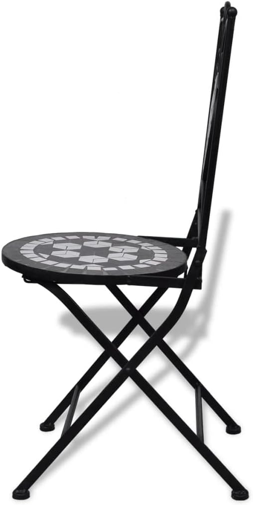 homiuse 37x44x89 cm Bistrostühle Klappbar 2 STK. Keramik Schwarz und Weiss Esszimmerstuhl Klappstuhl