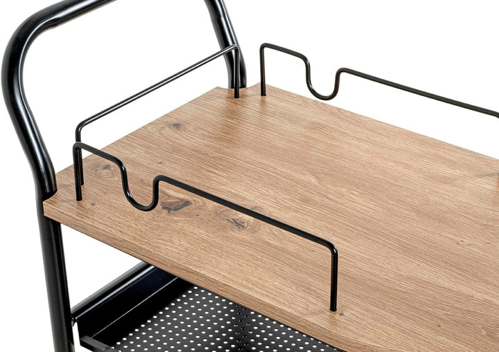 HAKU Küchenwagen Eiche hell, schwarz, MDF, Metall - Masse: B 65 x H 83 x T 35 cm, Style: Modern