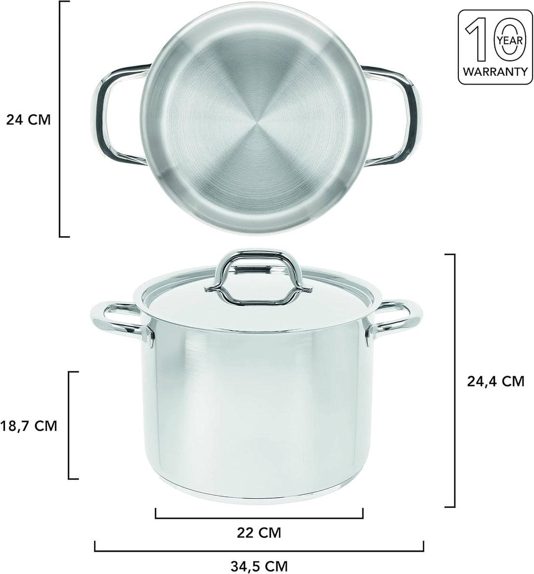 Demeyere Classico 3 Suppentopf fuer Induktion und anderen Herdarten, Topf mit Deckel aus pflegeleich