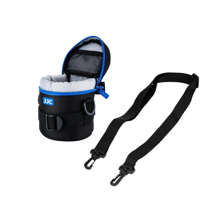 JJC Deluxe Objektiv Tasche mit 1 x Umhängeband, Wasserabweisend, Schwarz, passt Objektiv Durchmesser