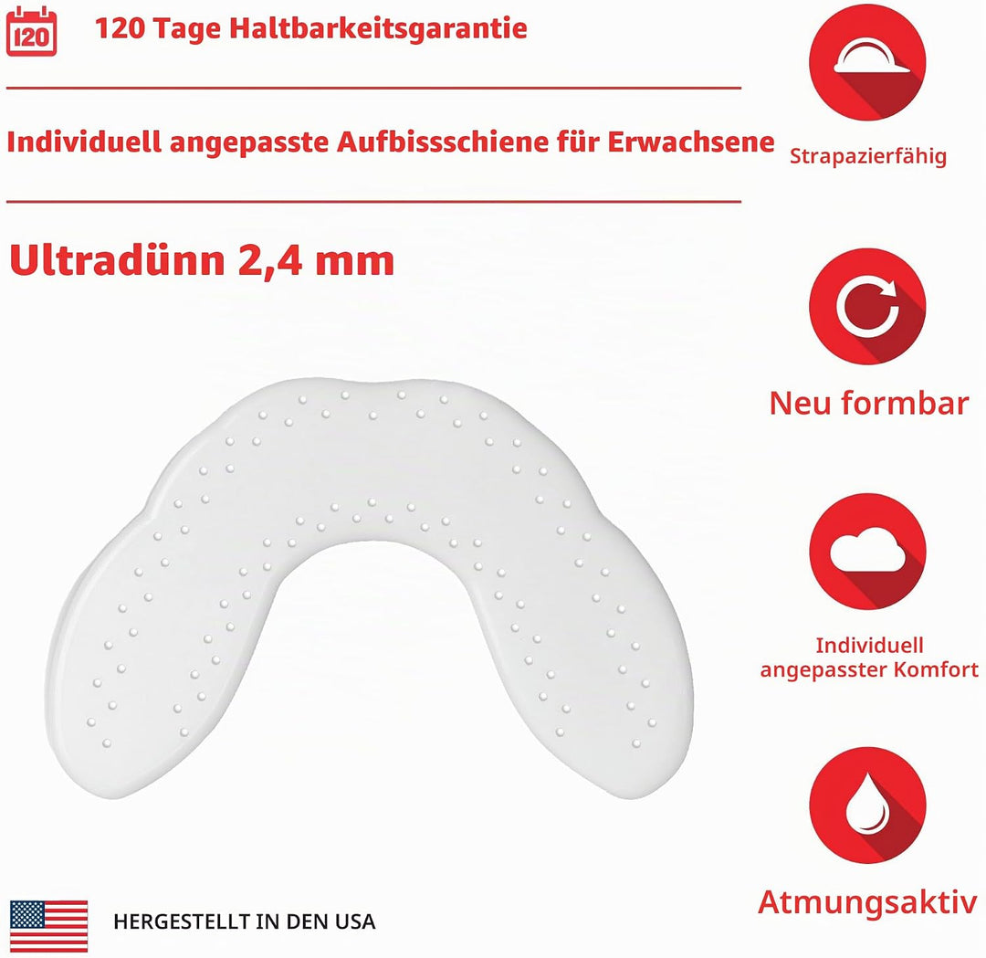 SOVA Max Aufbissschiene - 2,4 mm - Passgenauer Zahnschutz - Schützt Vor Nächtlichem Zähneknirschen u