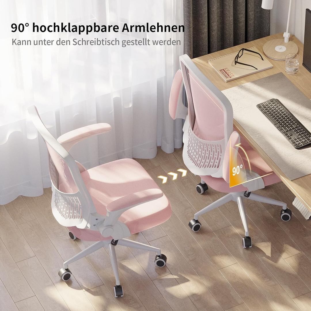 naspaluro Ergonomischer Bürostuhl, Schreibtischstuhl mit 90° Klappbaren Armlehnen, Einzigartige Lend