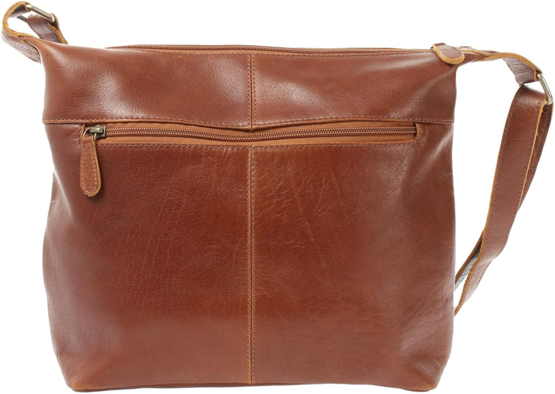 LECONI Schultertasche Damentasche Umhängetasche natur weiche Ledertasche Handtasche Damen Leder 33x2