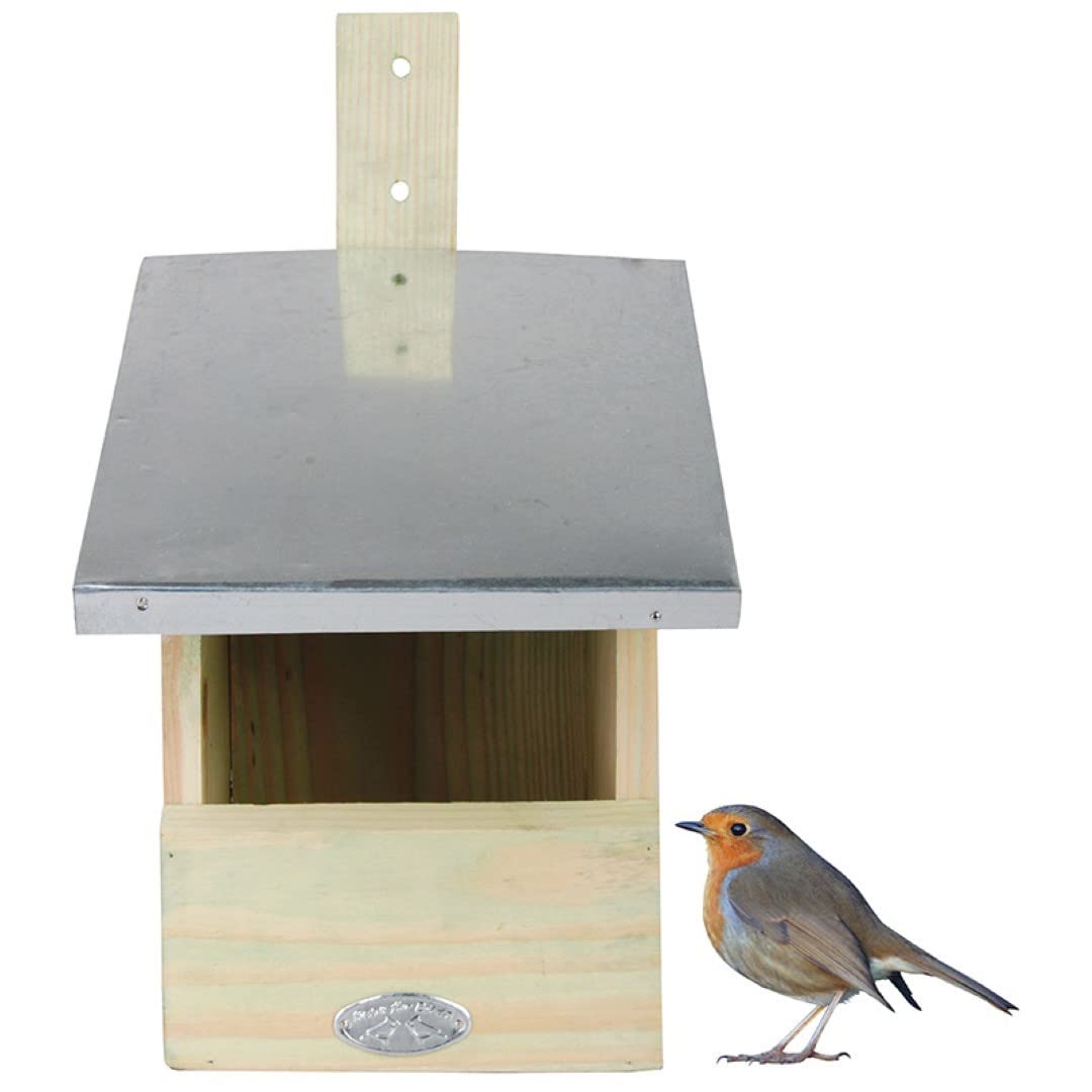 Esschert Design Nistkasten Rotkehlchen Rotschwänzchen Brutkasten Vogelhaus grün Holz Garten Zink