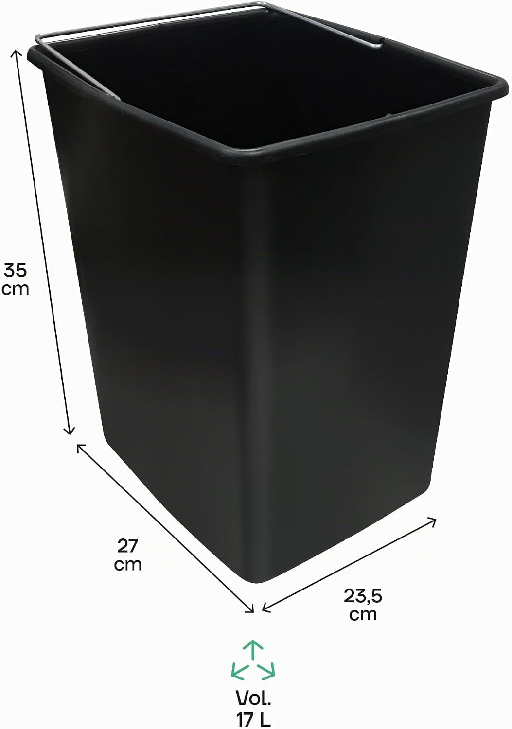 ARREGUI CBZ00422 Ersatzeimer für Mülltrennsysteme | 17 L |Ersatz Inneneimer aus Kunststoff mit Metal