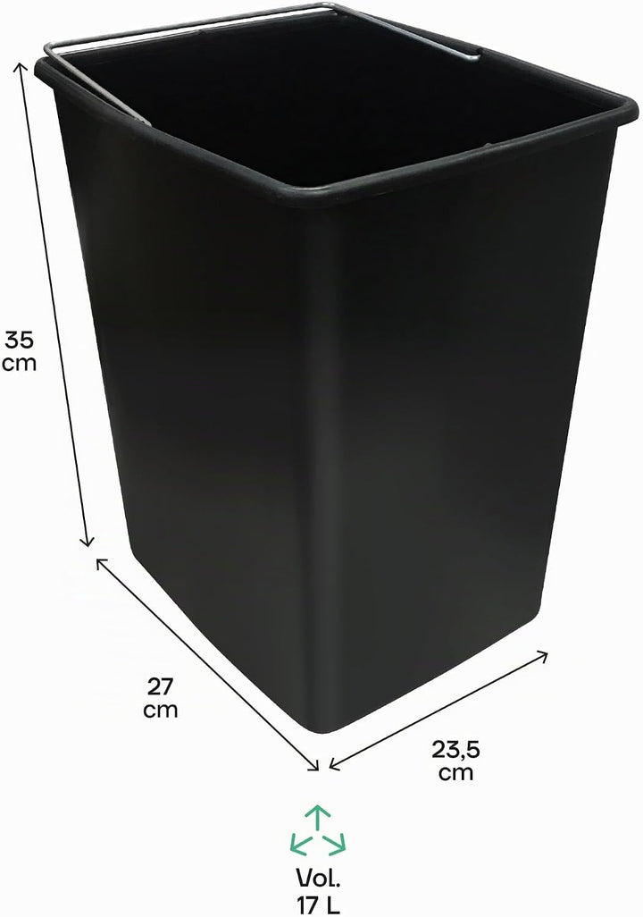ARREGUI CBZ00422 Ersatzeimer für Mülltrennsysteme | 17 L |Ersatz Inneneimer aus Kunststoff mit Metal