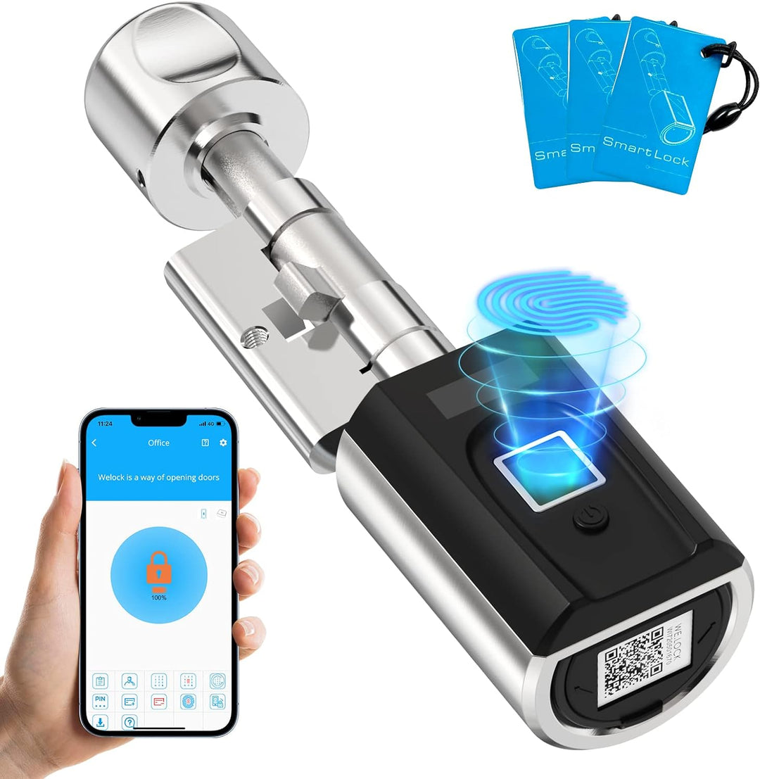 WELOCK SECBNEBL51 Fingerabdruck Schloss,Elektronisches Türschloss mit RFID Karte Bluetooth WiFi für