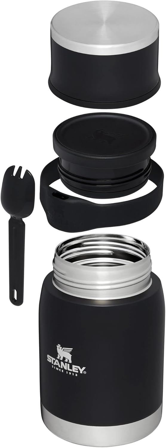 Stanley Adventure to Go Isoliergefäss und Göffel 24 Ounces Black Glow, 24 Ounces Black Glow