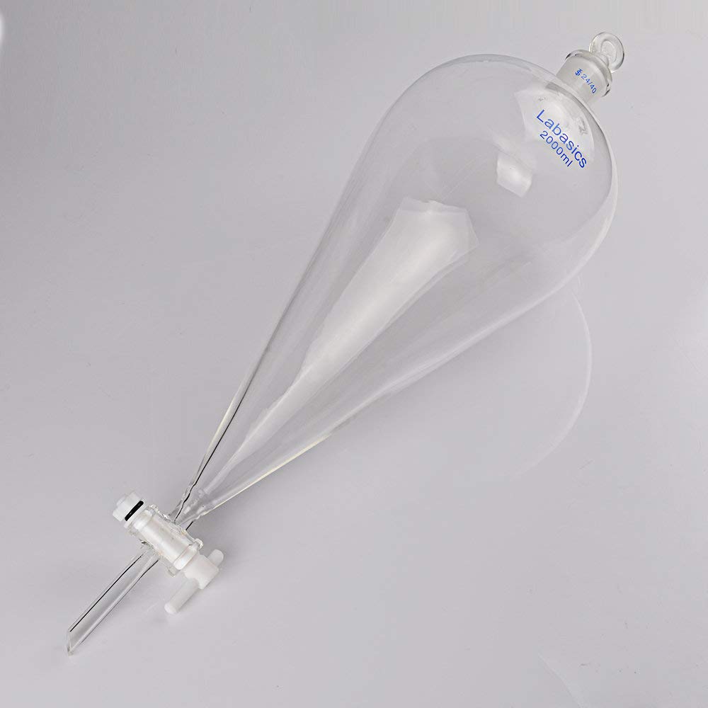 Labasics 60ml Borosilikatglas Konischer Scheidetrichter mit PTFE-Absperrhahn, Separatory Funnel 60 m