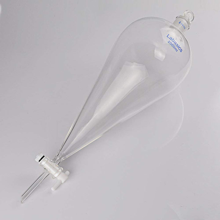 Labasics 60ml Borosilikatglas Konischer Scheidetrichter mit PTFE-Absperrhahn, Separatory Funnel 60 m