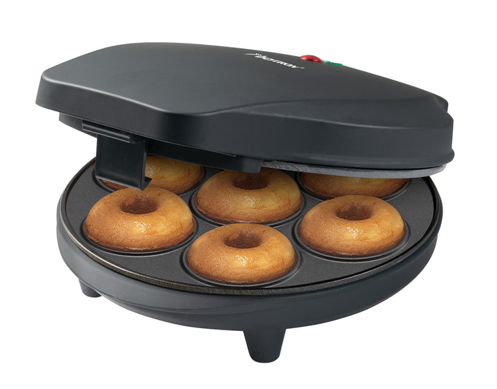 Bestron Donut Maker Im Retro Design, Mini-Donut Maker für 7 Kleine Donuts, Inkl. Backampel & Antihaf