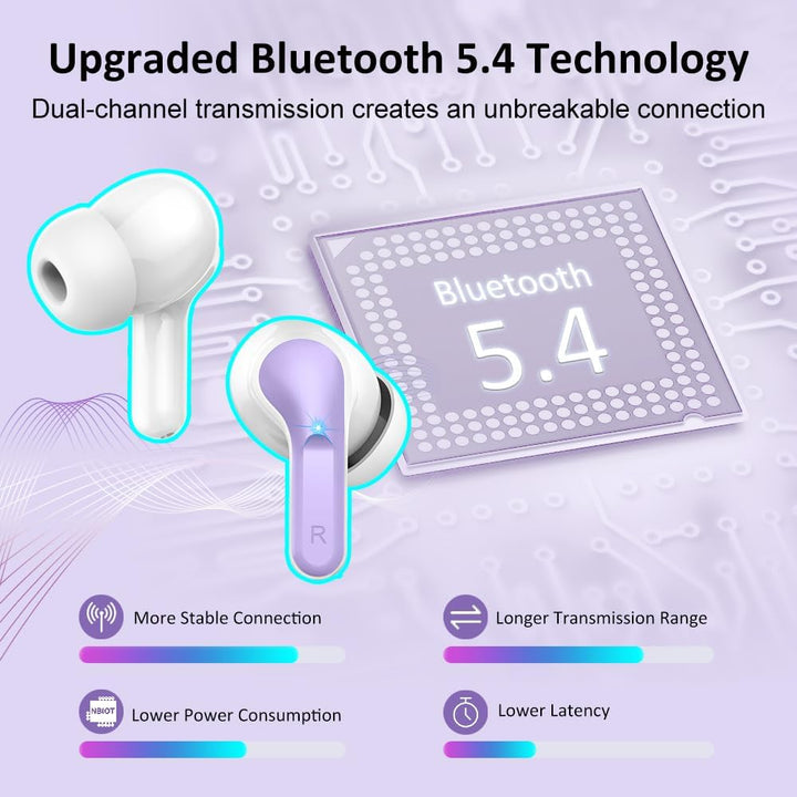 Ordtop Bluetooth Kopfhörer, 50Std 3D-Stereo Kopfhörer Kabellos Bluetooth 5.4, 4 ENC Noise Cancelling