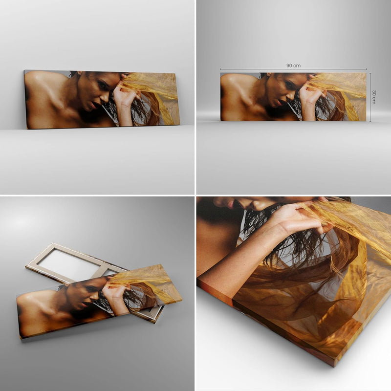 Panorama Bilder auf Leinwand Frau Pose Tanzen Leinwandbild mit Rahmen 90x30cm Wandbilder Dekoration