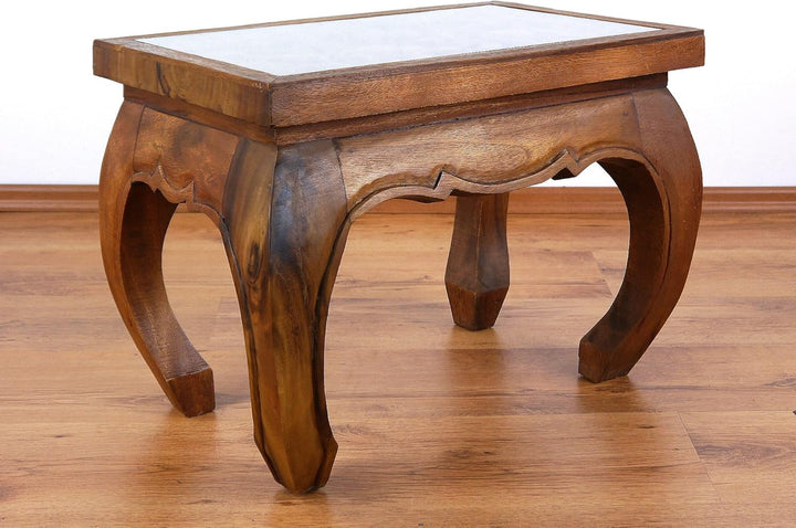 livasia Opiumtisch mit Schnitzerei, Couchtisch, Beistelltisch, Sofatisch, nachhaltig und handgeferti