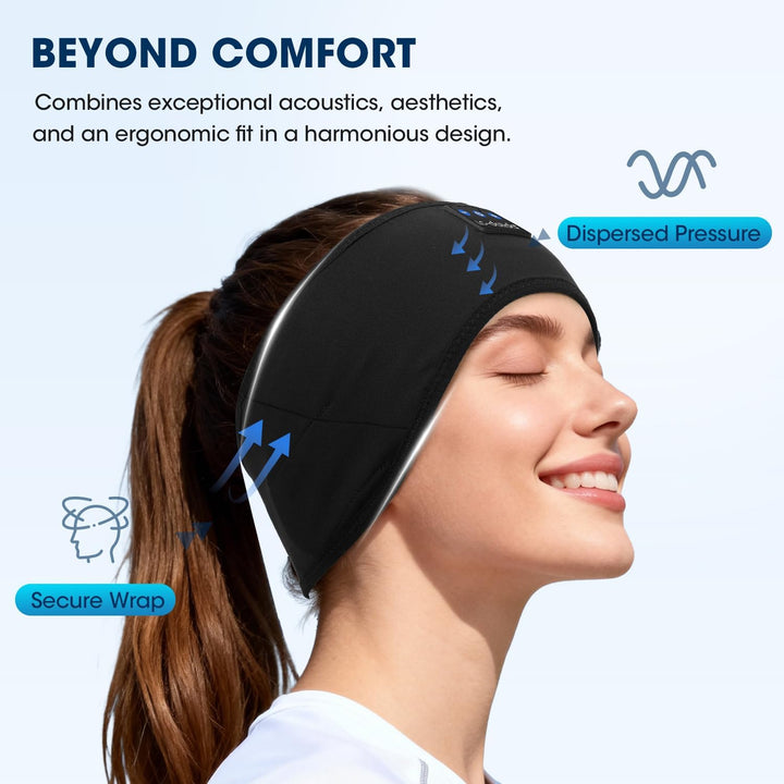 LC-dolida Schlafkopfhörer Stirnband Bluetooth,Super Weiche Sleep Headphones Sportskopfhörer für Männ