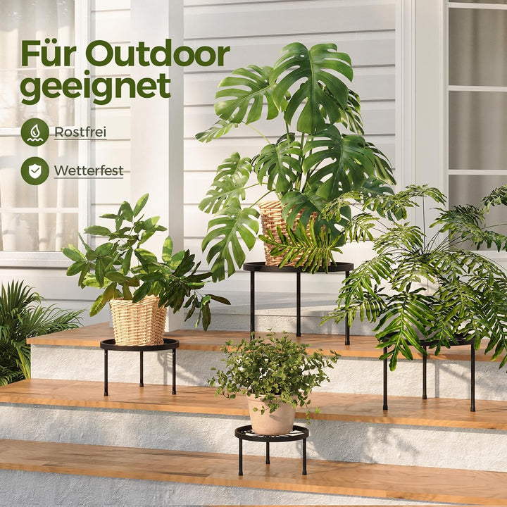 Bamworld 5 Set Blumenständer Metall Schwarz Pflanzenregal Indoor Blumenregal Kleines Metall Blumenst
