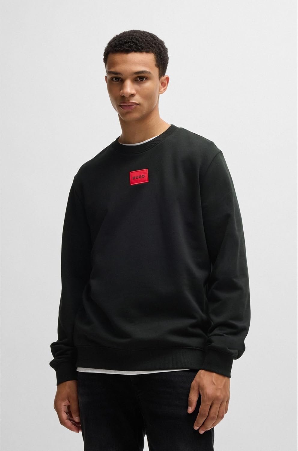 HUGO Herren Diragol212 Regular-Fit Sweatshirt aus Baumwoll-Terry mit Logo-Etikett XS Black1, XS Blac