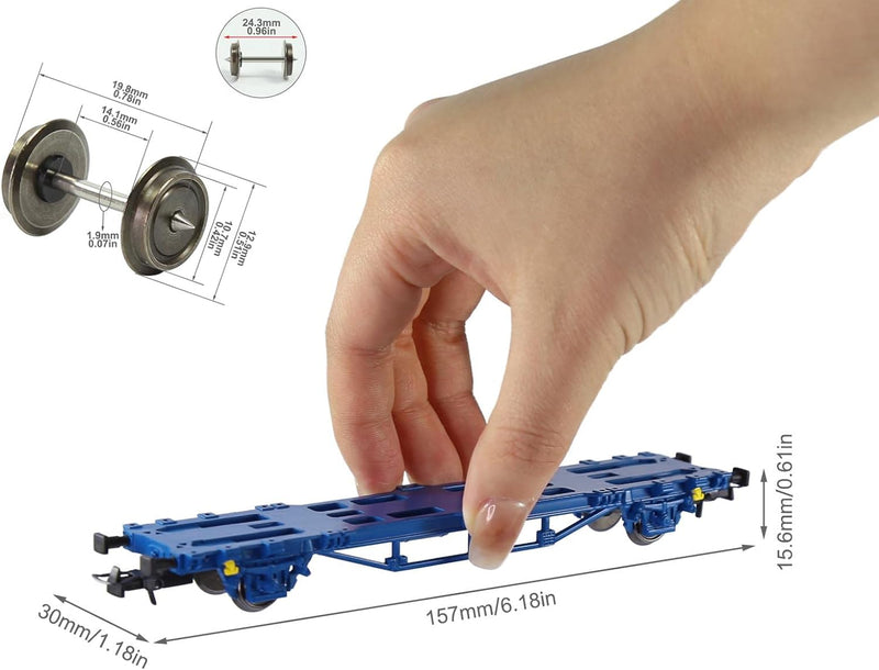 Evemodel 2 Set Spur H0 1:87 Schienenwagen Flachwagen mit Drehrungen Transport Gütern Schwerlast Wage