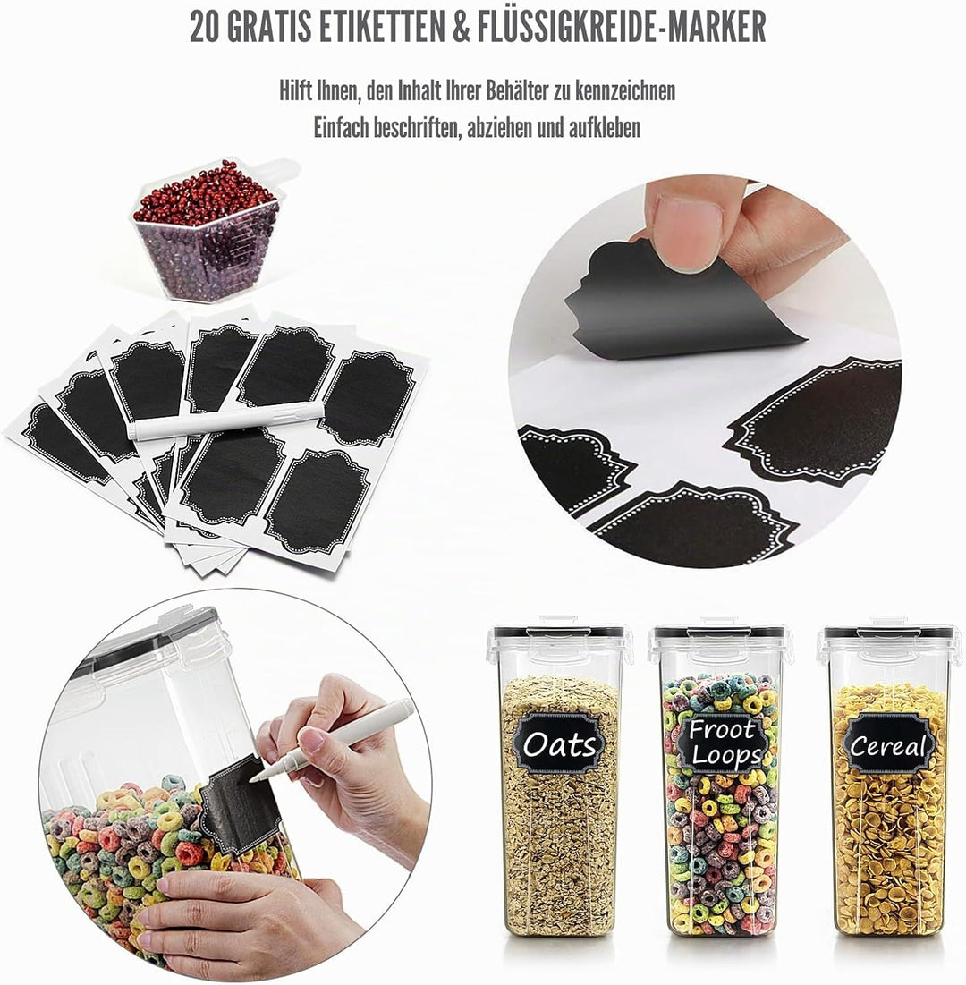 Wildone Müsli-Behälter-Set aus Kunststoff, 6 grosse (16,9 Tassen, 384 ml), luftdichte Frischhaltedos