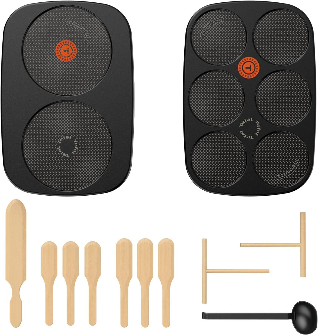 Tefal Gourmet Crêpes-Pfanne, zwei herausnehmbare Platten, Antihaftbeschichtung, einstellbare Tempera