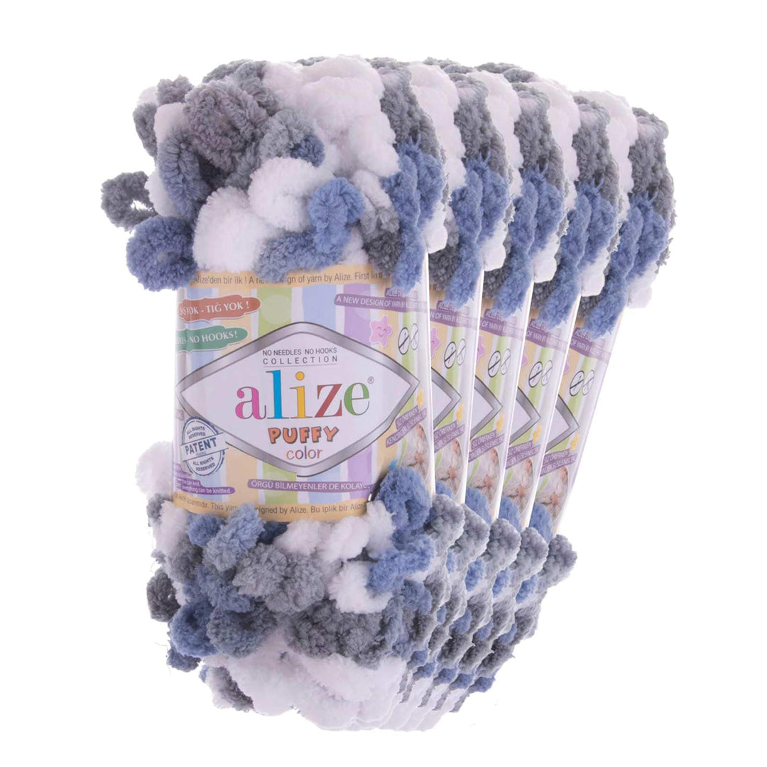 5 x 100g Strickgarn ALIZE Puffy Color Stricken ohne Nadeln Fingerstrickgarn, Farbe:6075, 6075