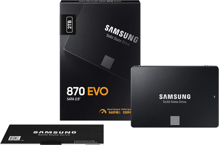 Samsung 870 EVO SATA III 2,5 Zoll SSD, 2 TB, 560 MB/s Lesen, 530 MB/s Schreiben, Interne SSD, Festpl