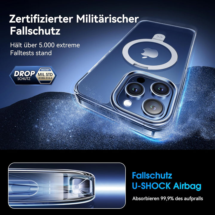 CASEKOO 2025 Neu Magic Stand für iPhone 15 Pro Hülle für MagSafe [Militärschutz] [Unsichtbarer Ständ