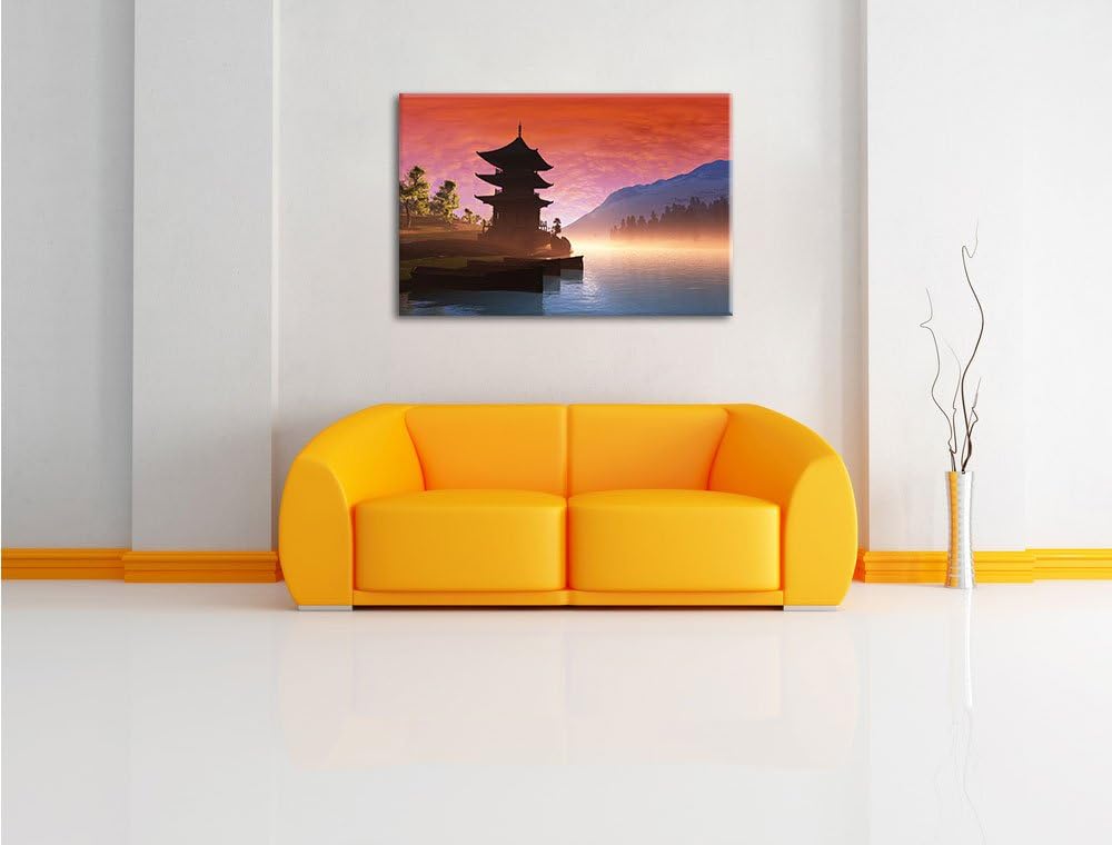 Chinesisches Haus, Format: 100x70 auf Leinwand, XXL riesige Bilder fertig gerahmt mit Keilrahmen, Ku