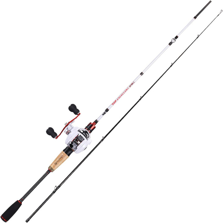 Sougayilang Casting Angelrute und Rollen-Kombi, 1.8m/2.1m MH Angelrute mit Baitcasting Rollen-Kombin