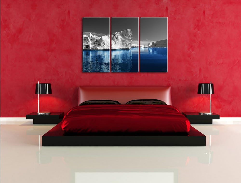 Pixxprint Eisberge in Grönland als Leinwandbild/Grösse: 3 Teilig (120x80) cm/Wandbild/Kunstdruck/fer