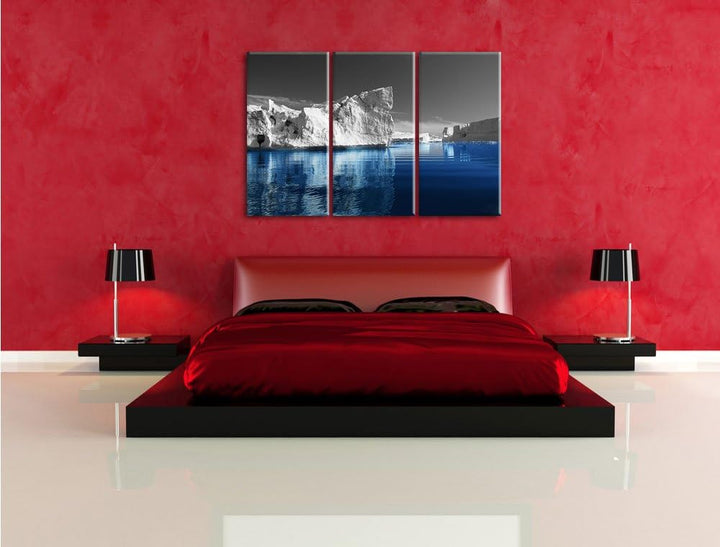 Pixxprint Eisberge in Grönland als Leinwandbild/Grösse: 3 Teilig (120x80) cm/Wandbild/Kunstdruck/fer