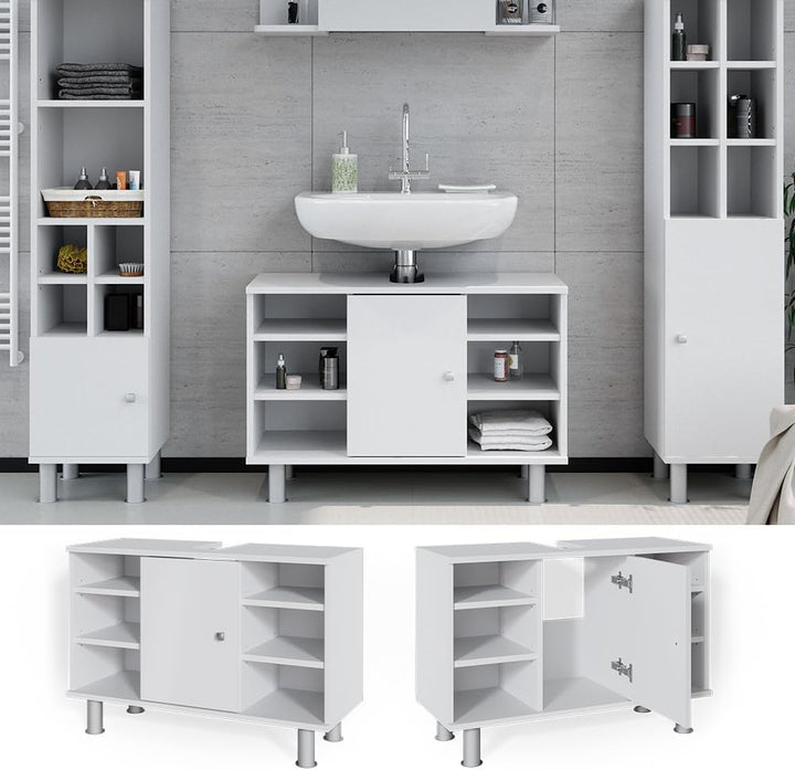Vicco Waschbeckenunterschrank Fynn, Weiss, 80 x 54 cm, Weiss