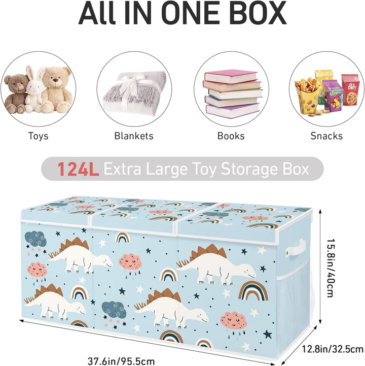 omedecal Spielzeugkiste Aufbewahrungsbox mit Deckel Kinder 96 x 32 x 40 cm, Faltbare und Platzsparen