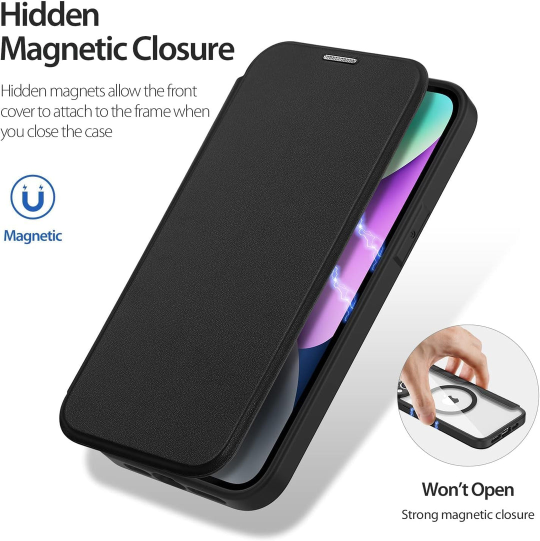 DUX DUCIS Hülle für iPhone 13/14 Handyhülle Kompatibel mit MagSafe, Transparente Anti-Kratzer Leder