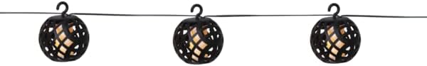 Star Trading Solar-Lichterkette mit Flammeneffekt, 8 Kugelleuchten, Schachbrettmuster, Solarpanel 20
