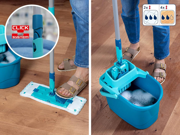 Leifheit Set POWER CLEAN, Wischer für Alle, rückenschonender Bodenwischer mit Reinigungsklingen, Wis