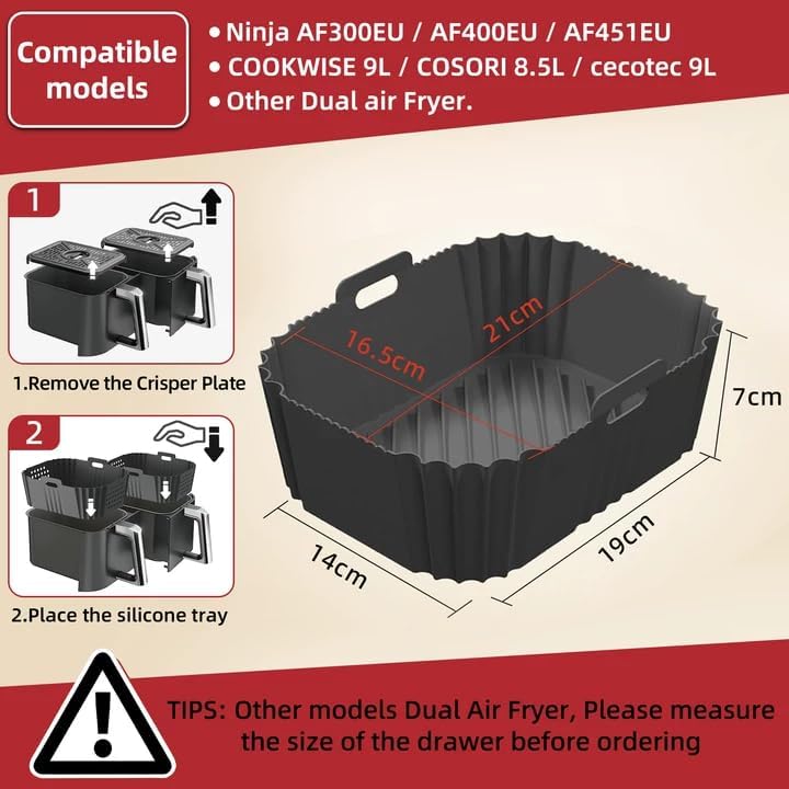 Ninja Heissluftfritteuse Zubehör 4 Stück, Airfryer Zubehör für Ninja Foodi Dual Zone AF400EU AF300EU