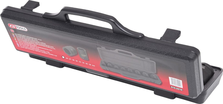 KS Tools 515.0210 3/4" Sechskant-Kraft-Stecknuss-Satz, 8-teilig kurz, 24-38mm, Schwarz, 35 x 25 x 13