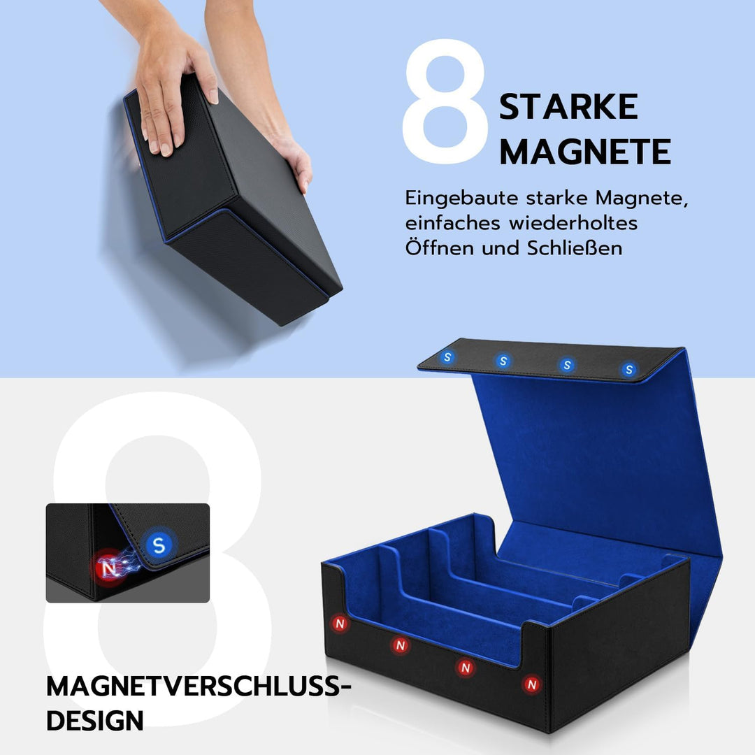 Card Deck Box for MTG, Gathering Kartenbox für 1800+ Karten mit Trennwänden,PU Leder Starkes Magneti