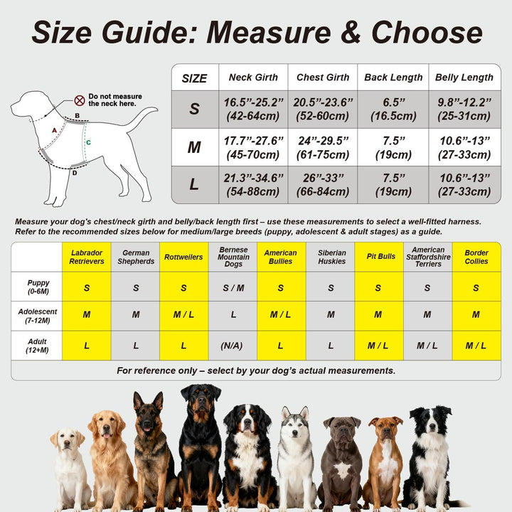 TSPRO Taktische Hundegeschirre mit Griff, 3,8 cm breit, Militärqualität, dick gepolstert und robust,