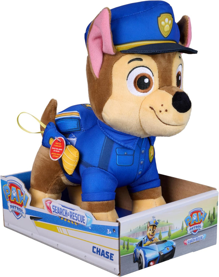 PAW PATROL - Search & Rescue: 25 cm Chase Plüsch in Search & Rescue Uniform mit Zubehör, Spielzeug f