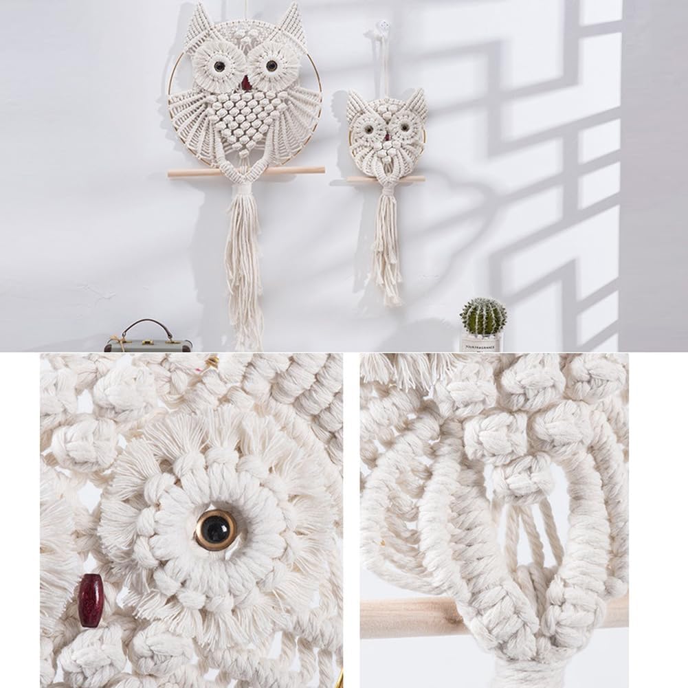 YSGLIFE Eule Makramee Wandbehang Tapisserie Wanddekoration Handgefertigt Gewebtes Boho Ornament Wand