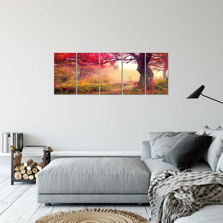 Runa Art Bild Wald Landschaft Wandbilder auf Vlies Leinwand 5 Teilig Wanddekoration Schlafzimmer Woh