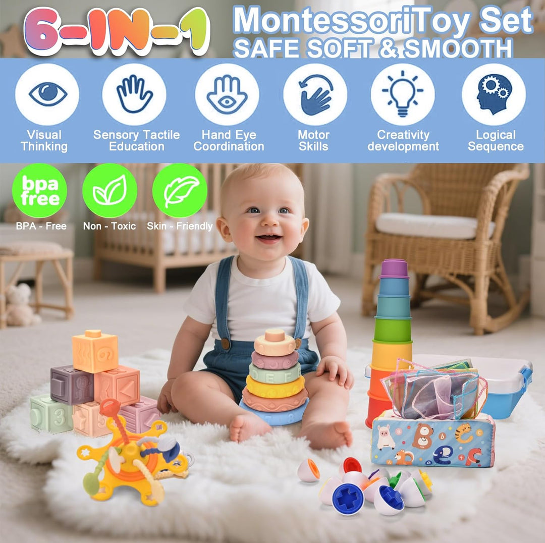 Baby Spielzeug für 6 bis12 Monate,Montessori Spielzeug für ab 1 Jahre,Sensorisches Baby Toys 6 in 1
